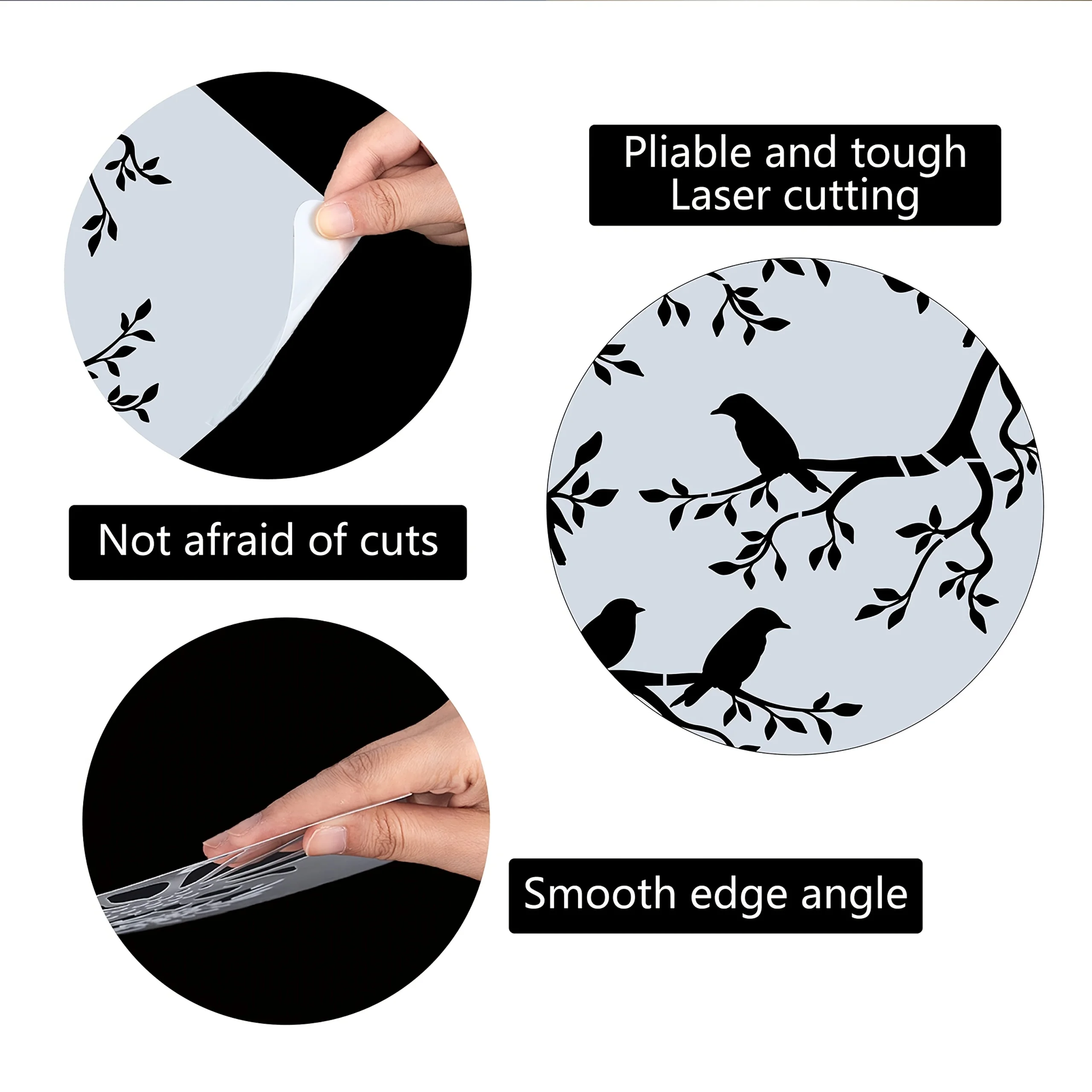 대형 11.8x11.8 인치 트리 스텐실 버드 디자인 재사용 가능한 잎 실루엣 벌새 스텐실 홈 장식 및 공예용