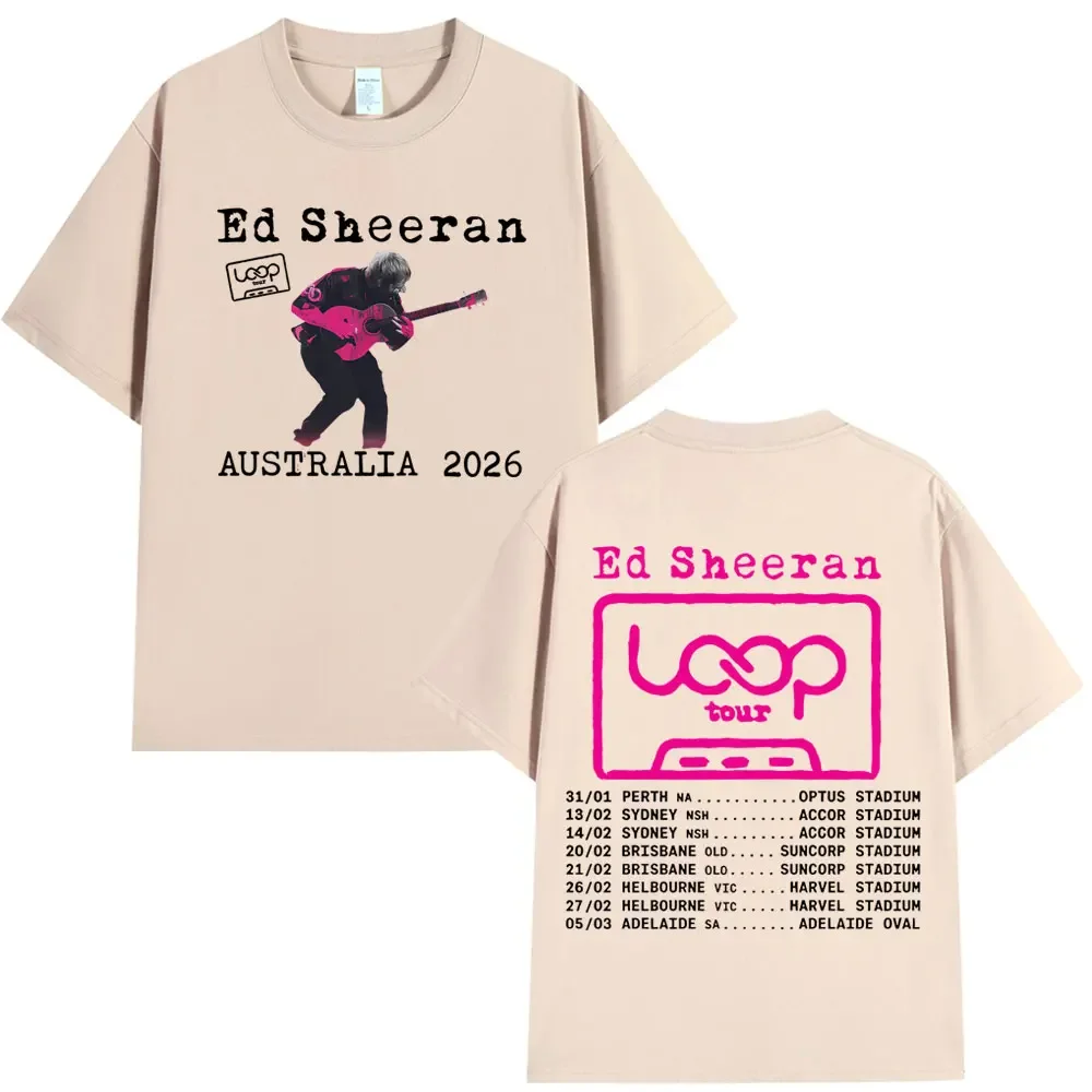 Ed Sheeran حلقة جولة أستراليا 2026 جولة ميرش تي شيرت المشجعين هدايا النساء موضة الهيب هوب تي شيرت تي شيرت