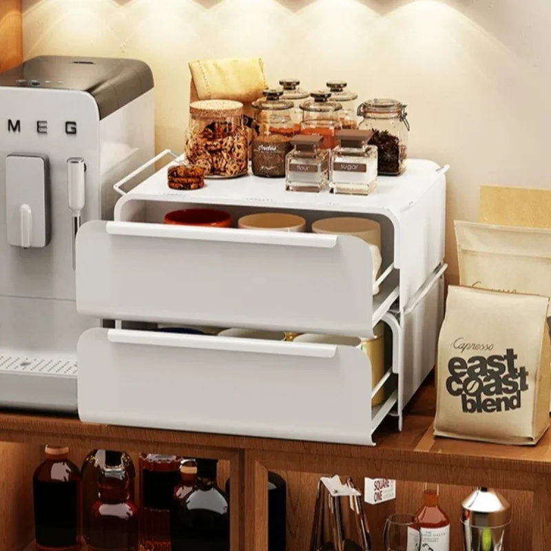 White Metal Office Storage College Gadgets Drawer Supplies Container Desk Storage Creamy Style Coin Rangement Bureau Accessories