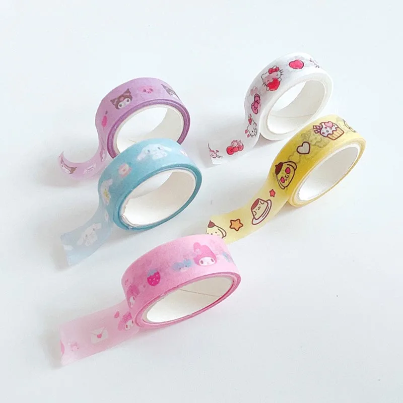 25pcs/lot 15mm*5M Sanrio Kitty Cinnamoroll Washi Tape Kuromi Stickers Scrapbooking Diary Adhesive Masking Tape Stationery Gift