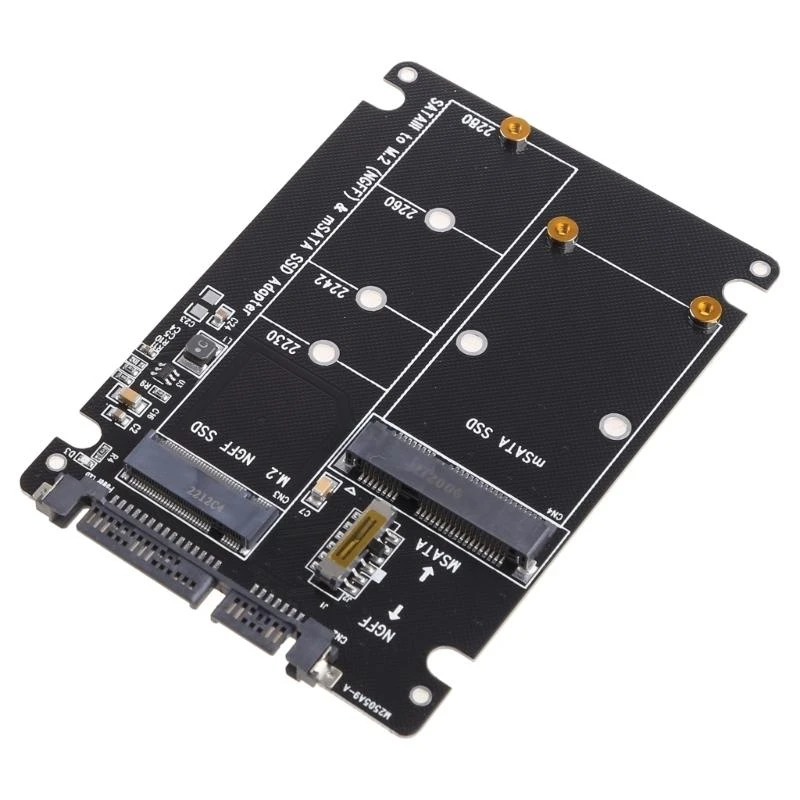 2 In 1 MSATA/for M.2 NGFF to SATA3 2.5 In SSD Converter Adapter Card for Case En
