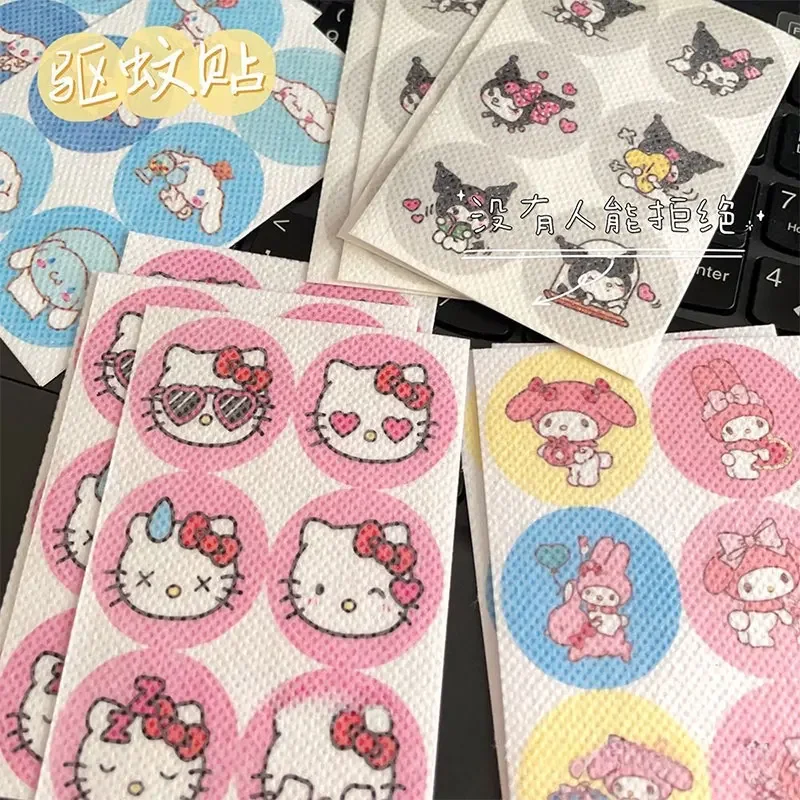 Sanrio Kitty Kuromi 12/16/19pcs Lightweight mosquito stickers for outdoor mosquito stickers for children, women, and men