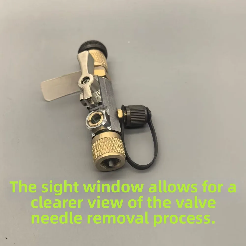 Valve Core Removal Tool for R32 R410A Systems with Magnetic Operation and Sight Glass for Real-Time Core Monitoring
