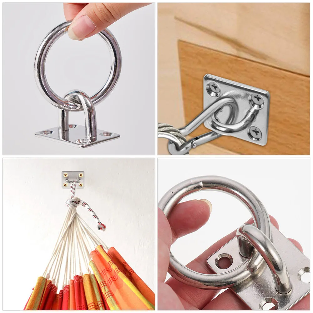 4 Stainless Steel Tie Up Rings for Horses Hay Decking Ropes Compatible with Stable Boat Trailer and Agricultural Setups