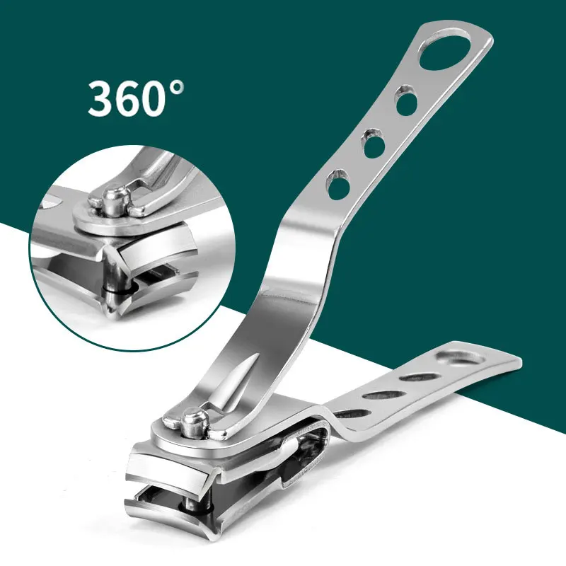 

360° Rotating Nail Clippers Stainless Steel Fingernail Cutter Manicure Tools Portable Household Nail Trimmer Toenail Clipper 1pc