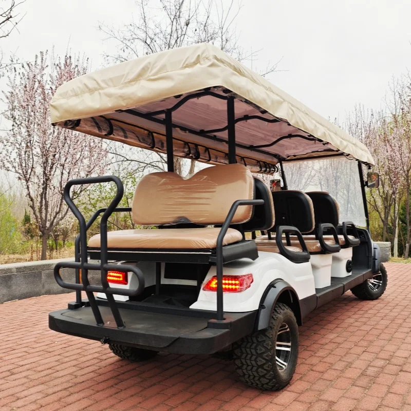 New Design Stable Feeling 40km/h 8 Seater Electric Golf Cart Mobility Scooter CE DOT Rain Cover 12-Inch Tires Upholstered Seat