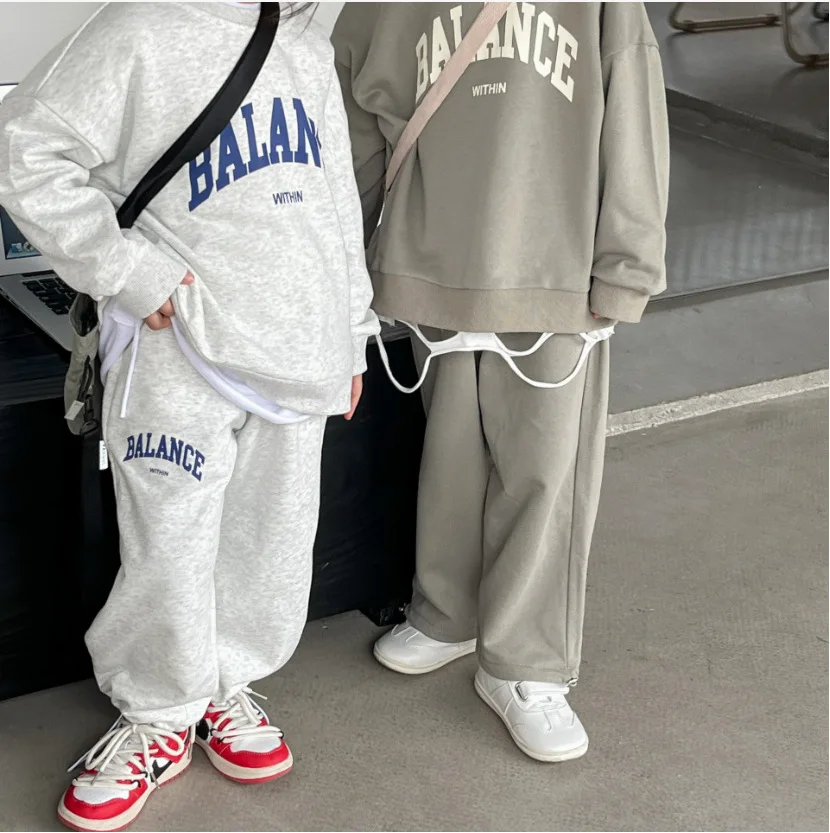 

Spring Autumn Children's Sets Boys Girls Korean Style Fashion Long Sleeved Sweatshirt Pants 2 Pcs Set Sportswear 2023