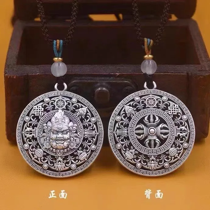 New Vajra Eight Treasures Compass Pendant Retro New Chinese Tibetan Style Yellow God of Wealth Necklace