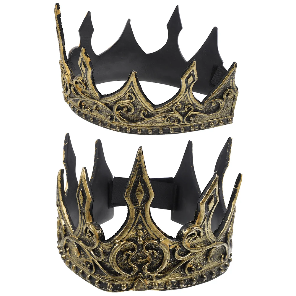 

2pcs Crown for Men Boys Crowns Pu Retro Lightweight Medieval Wedding Birthday Halloween Theatre Cosplay Dance