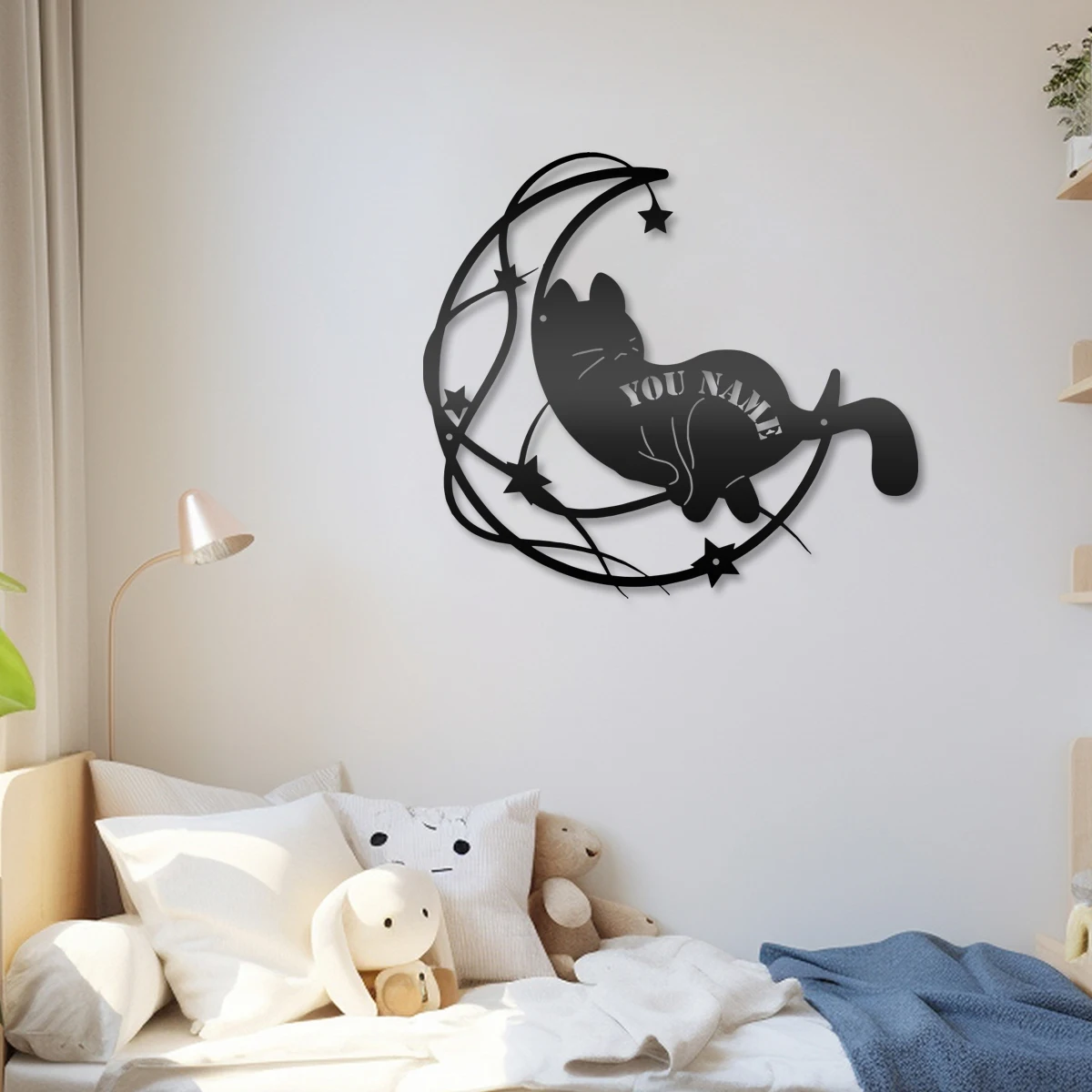 

1pc nice lunar or cat Customized Name Metal Wall Signs Iron Wall Plaque For Kids Room Living Room Home Decor