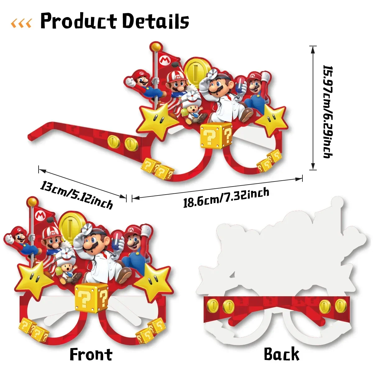 8pcs Kids Spectacles Decorations Cosplay Photo Props Accessories Gifts Bros Anime Glasses Birthday Party Supplies view 3