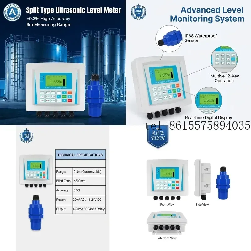 

Hot High Quality Ultrasonic Water Level Meter Sensor Fuel Tank Level Transmitter OEM Customizable