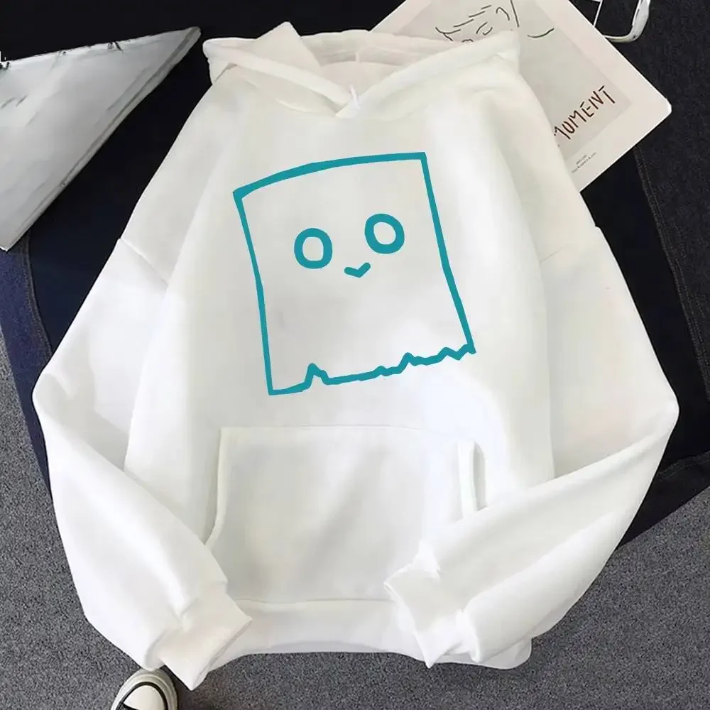Men's and women's loose hooded sweatshirts for autumn and winter featuring a ghost smiley face print and comfortable warm fabric