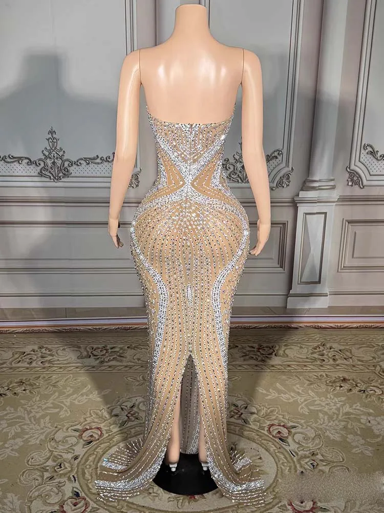 High Quality Hot Stamping Sexy Chest Wrapped Mesh Dress 2025 New Fashion Custom Women'S Clothing