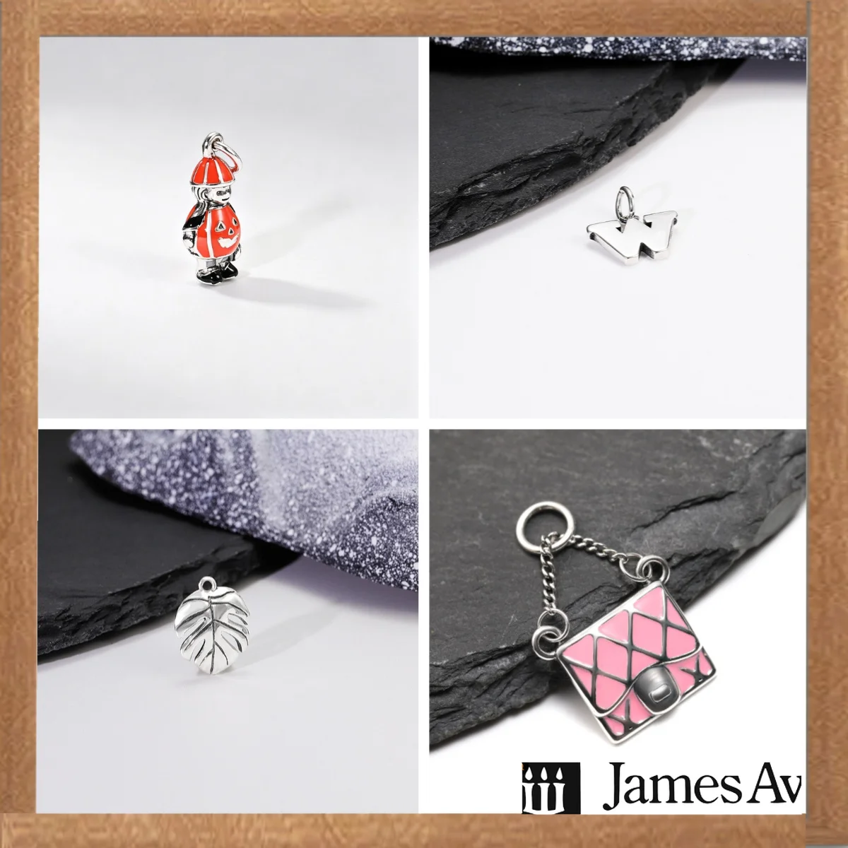S925 Vintage Enamel Gnome Handbag Leaf Letter W Charms Pendants Fit Bracelet Necklace Women DIY Hand‑made Jewelry