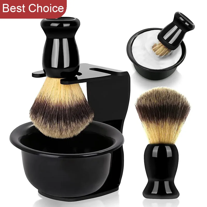 

2026 3-in-1 Men's Shaving Brush Set with Stand Bowl Father's Day Gift - Premium Shaving Accessories for Smooth Beard Grooming