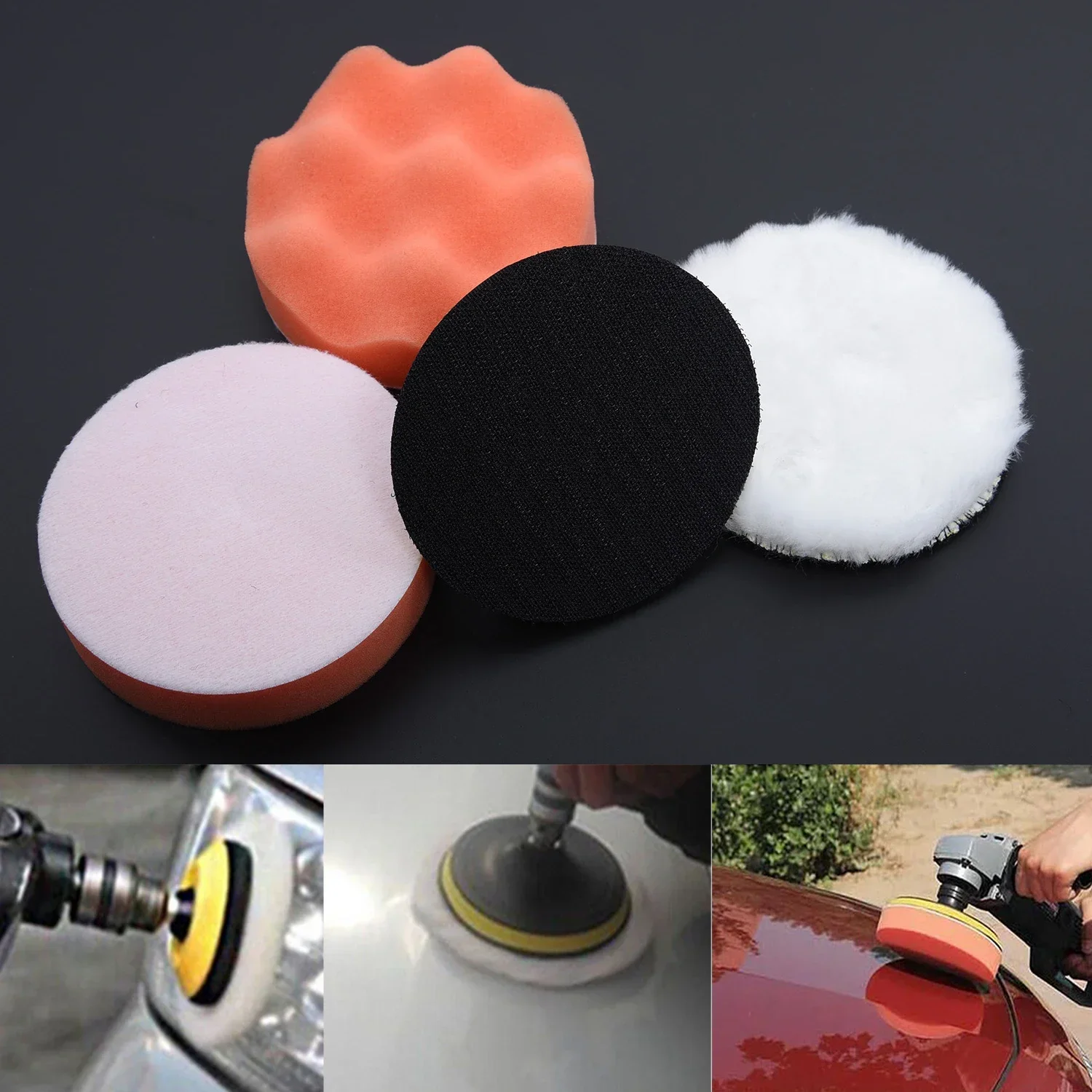 Polimento Car Buffing Pad Kit Ferramenta com Adaptador de Broca Amplamente Utilizado Acessórios do Carro Pcs por Conjunto 4