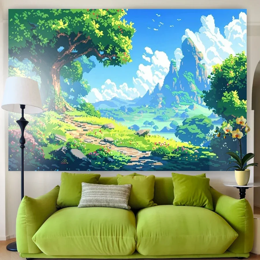 Vibrant Fantasy Landscape Mural Wallpaper Room Decor Tropical Forest Scene Living Room Wall Art