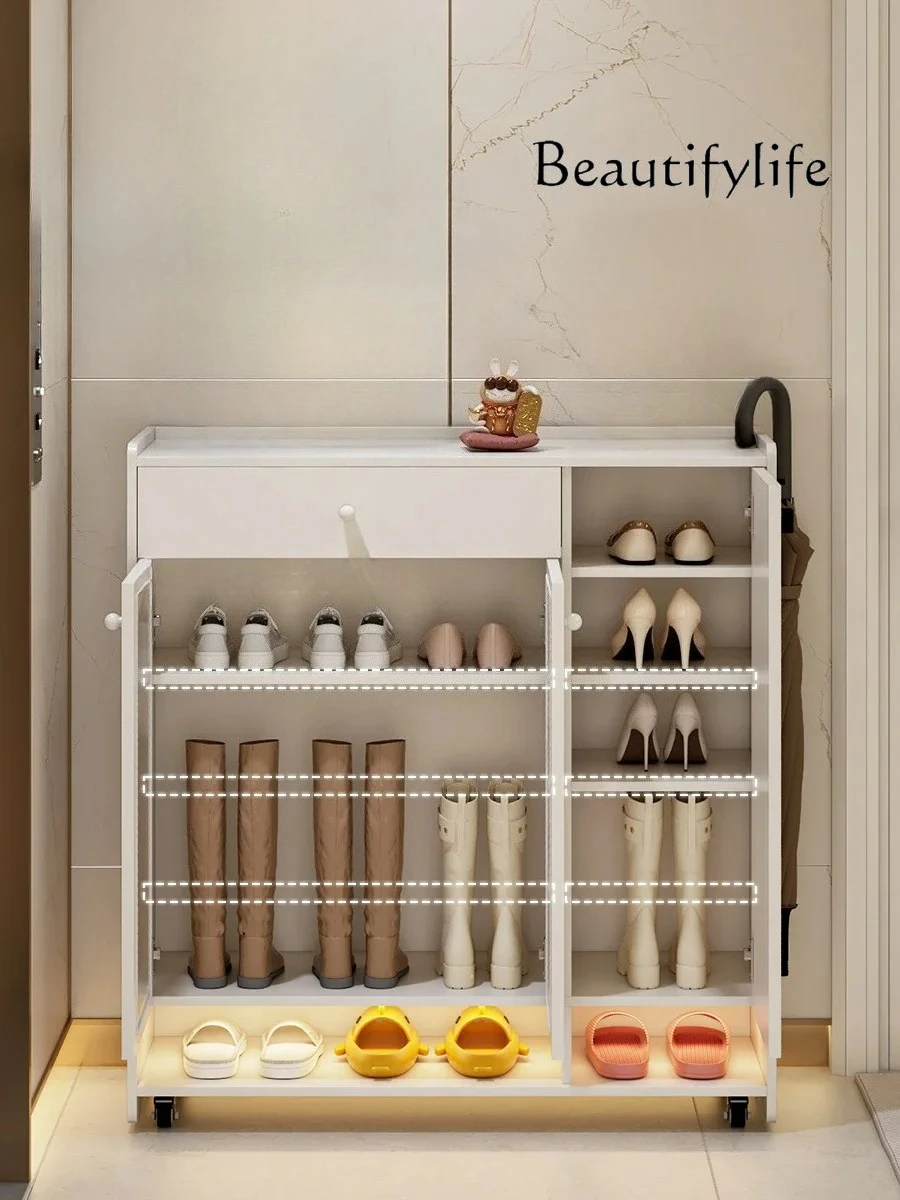 

French Cream Style Doorway Shoe Cabinet Modern Light Luxury Household Entrance Cabinet Household Movable Locker