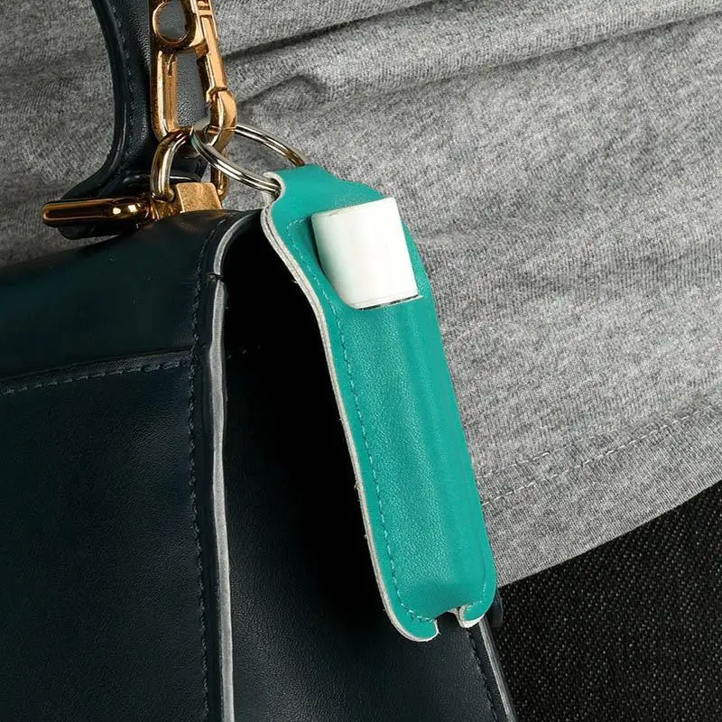 Holder Portable Lip Balm Bottle Packaging Cover Key Ring Pu Leather Chapstick Pouch Keys Ring Lipstick Lip Gloss Bag Keychain view 5