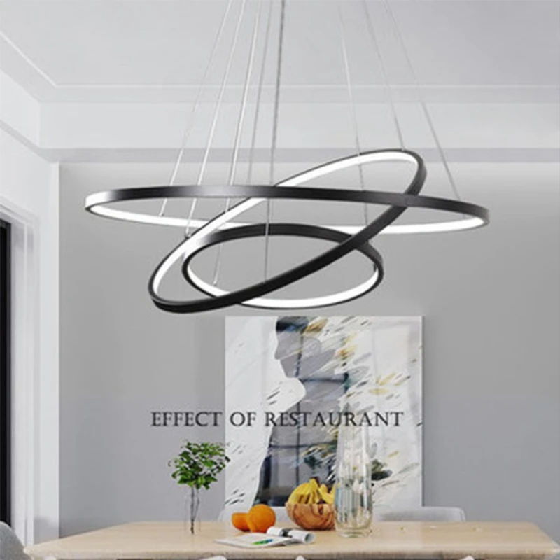 الشمال الحد الأدنى LED Kroonluchter الدائري الإبداعي Eetkamer Woonkamer Plafond Kroonluchter Huis Binnenverlichting Lampen