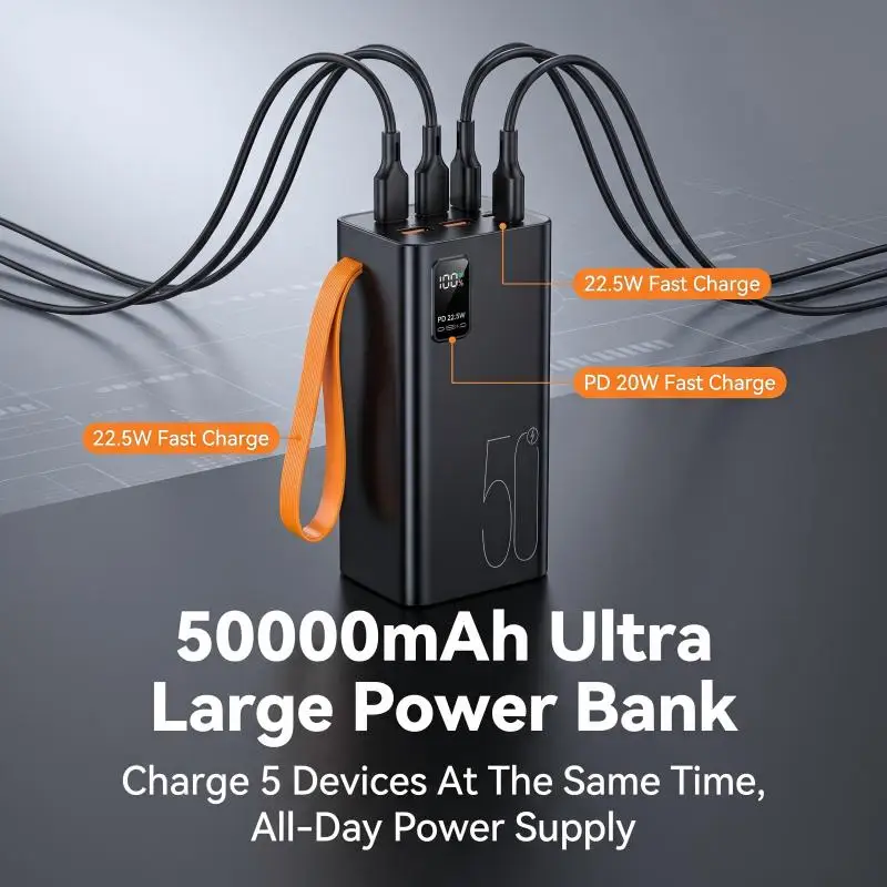 

50000mAh 22.5W PD Fast Charging Portable External Battery Power Bank Outdoor for Mobile Phone