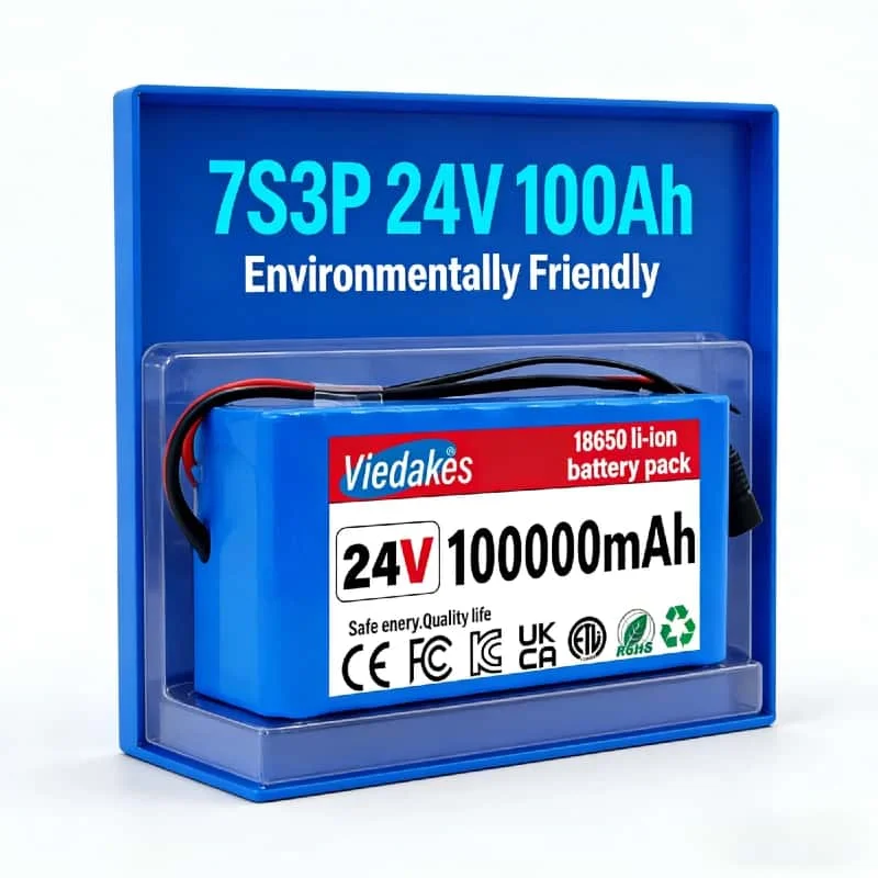 

2026 NEW 7S3P 24V 100Ah 18650 Lithium Battery Pack with BMS High Capacity for Electric Bike E-Bike Long Range Commute Power