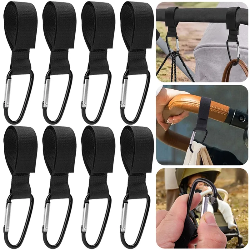 10/1pcs Baby Stroller Hook Clip Aluminum Alloy Carabiner Cart Organizer Diaper Bag Pram Hook Hanger Stroller Accessories