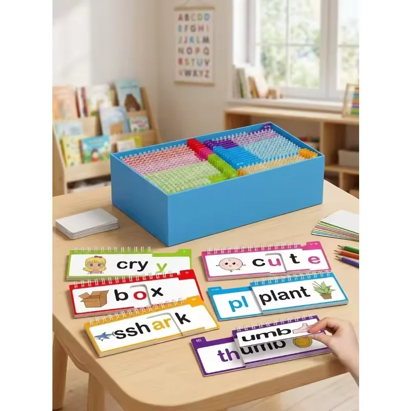 NEW Reading Book 40 Read And Rhyme Build Books Learn To Read Phonics Flash Cards Word Family Build Book for Kids Educational Toy