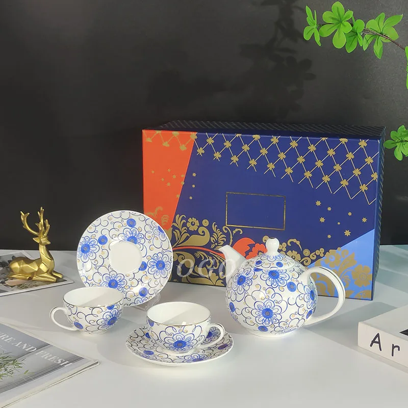 

European Retro Luxury Afternoon Tea Set 1 Teapot 2 Cups Saucers Coffee Tableware