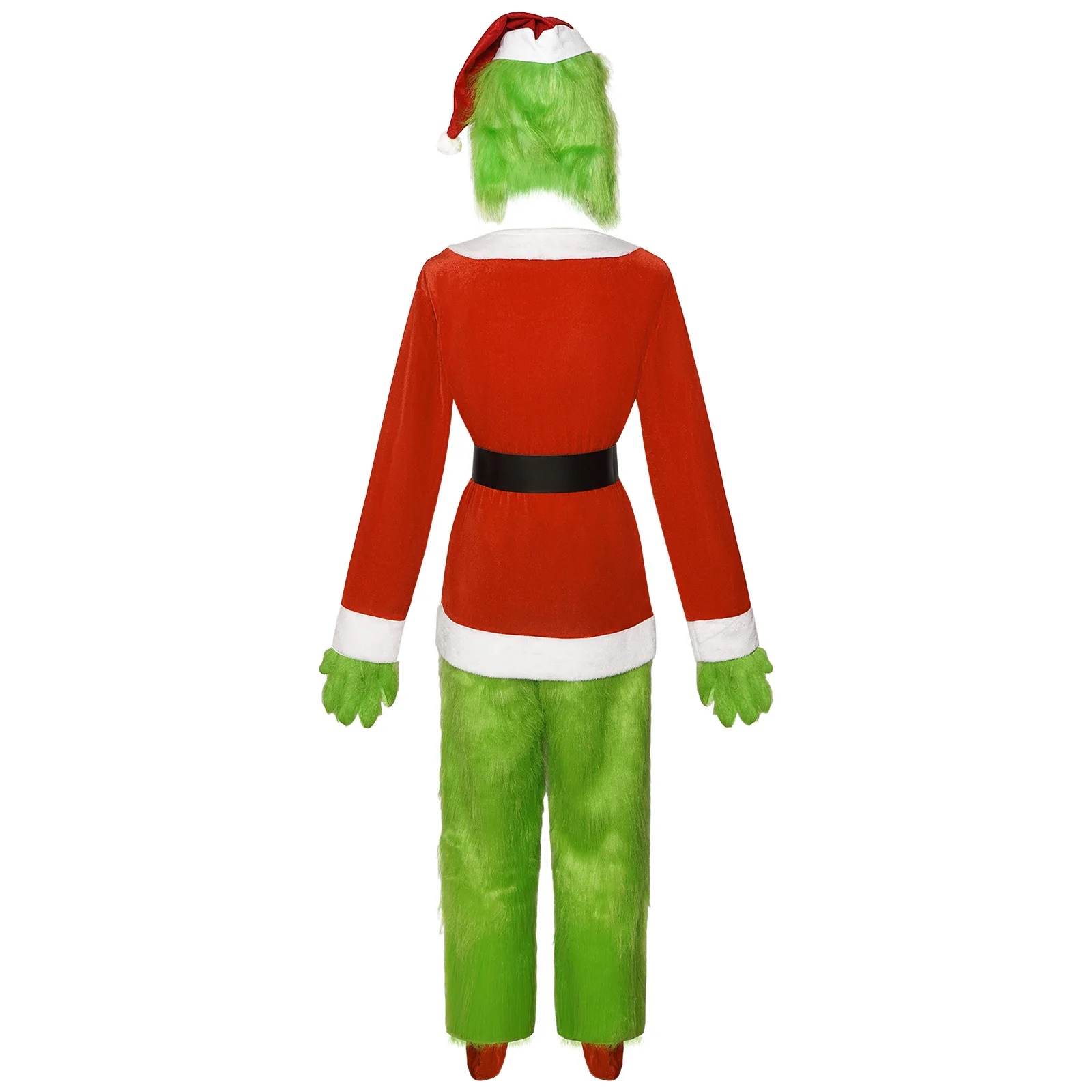 Conjunto de disfraz de Papá Noel para fiesta de Navidad graduación juego de rol para adultos monstruo verde peludo traje de Cosplay de Halloween guantes máscara