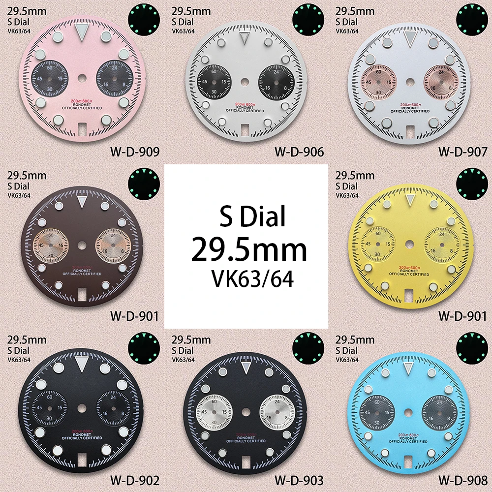 28.5/29.5/35mm Arab/Panda/3D Wave S/G S Watch Dial Fit NH35/36/38/VK63/64 Movement Green Luminous Watch Modification Accessories - view 4