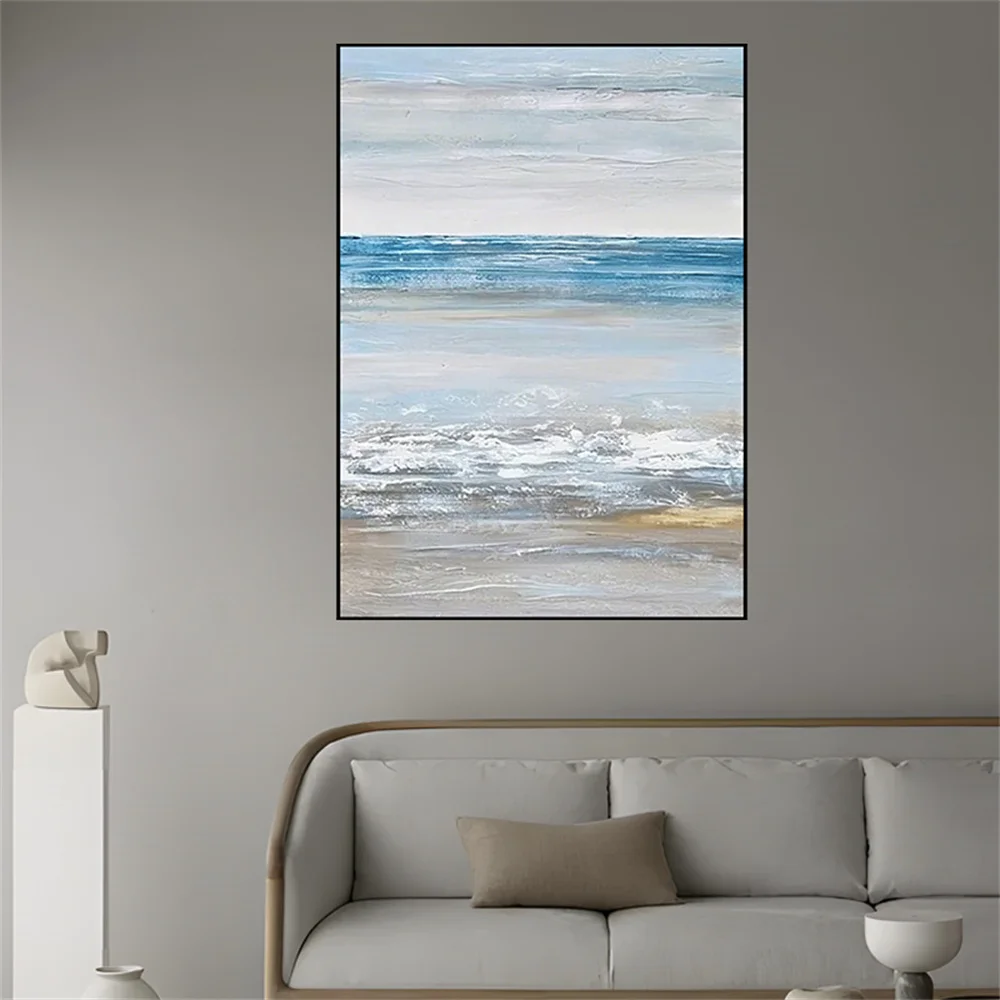 

100% Hand-Painted Modern Home Decor Wall Art Picture White Blue Home Decor Painting Abstract Pictures Big Size Paintings