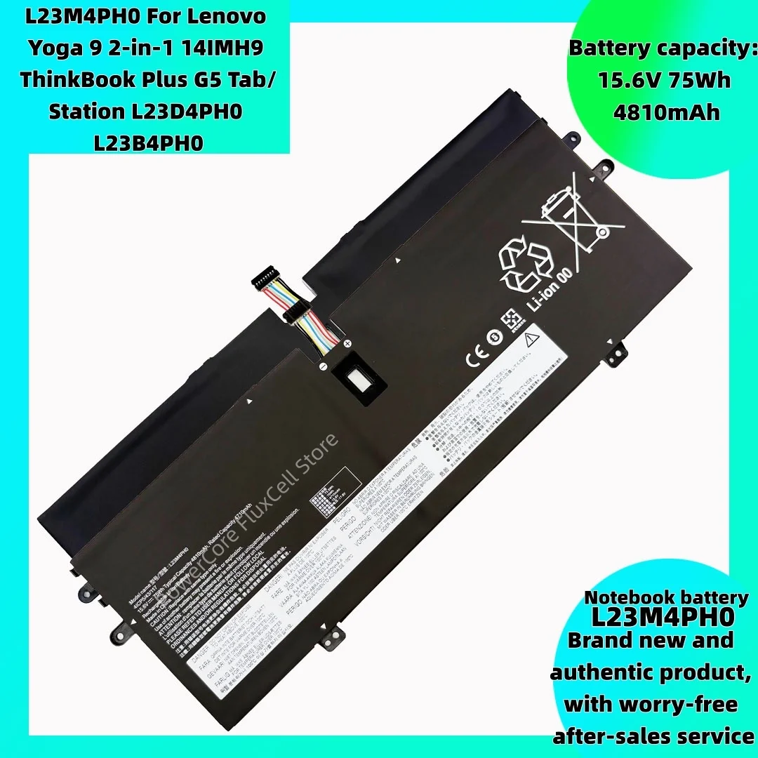 

Аккумулятор для ноутбука L23M4PH0 для Lenovo Yoga 9 2-в-1 14IMH9 ThinkBook Plus G5 Tab/Station L23D4PH0 L23B4PH0 15.6V 75Wh 4810mAh