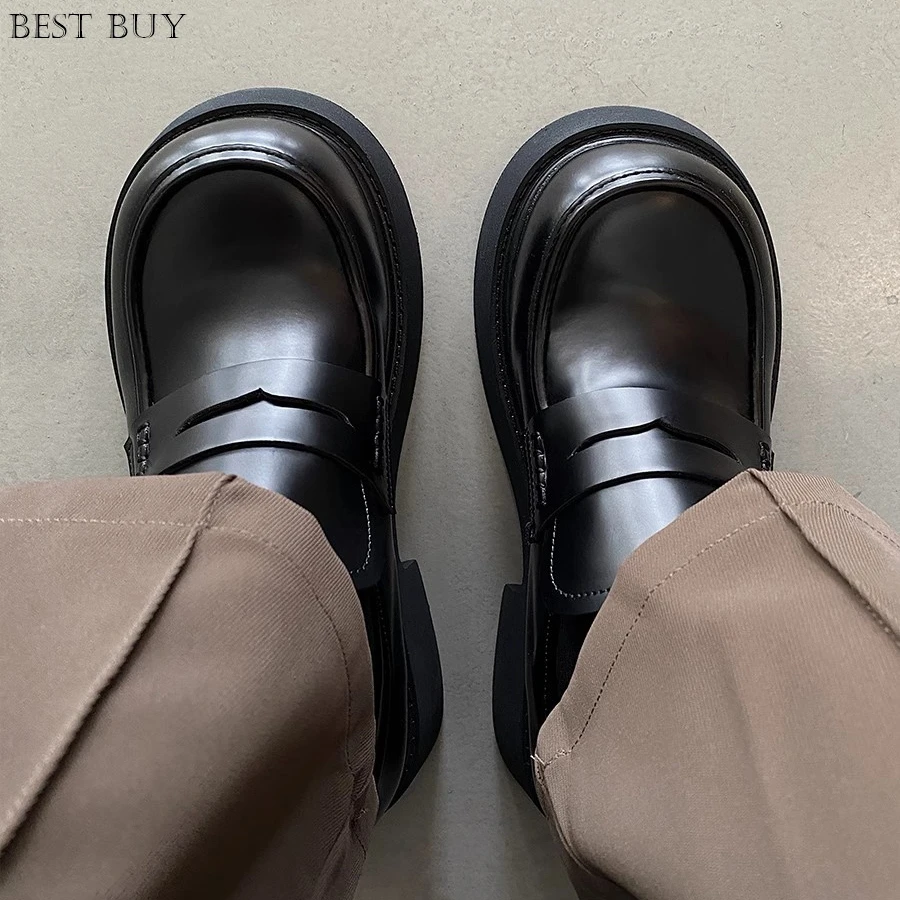 

Genuine Leather New Thick Bottom Comfortable Breathable Loafers Shoes for Men's Height Increased Casual Small Leather Shoes Male