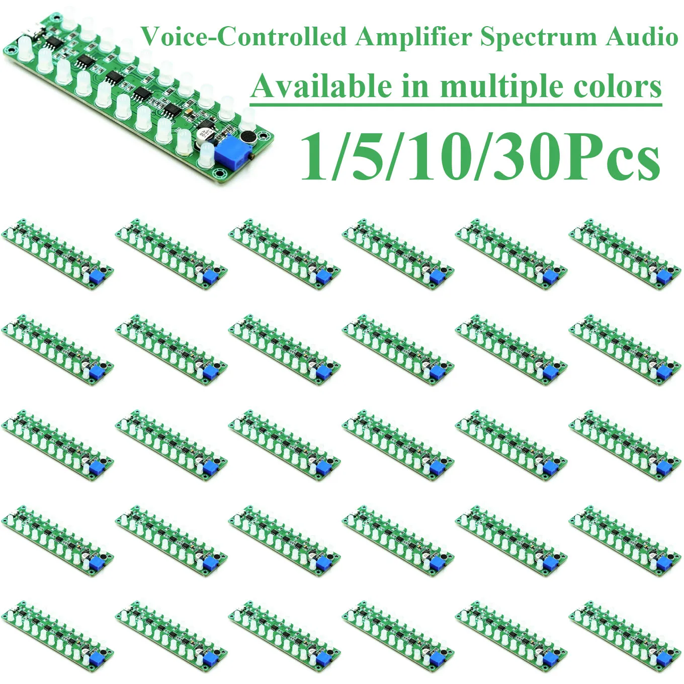 1/5/10/30Pcs Sound Activated Audio Spectrum LED Level Indicator Flash Melody Light Speaker Companion Multi Color Optional