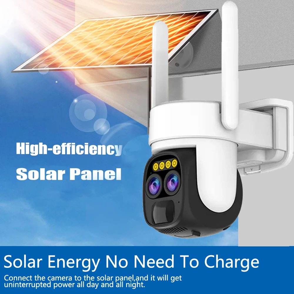 5K عدسة مزدوجة 10x PTZ Zoom O-Kam الشمسية اللاسلكية 24/7 بطارية منخفضة الطاقة واي فاي 10MP الملونة للرؤية الليلية PIR كشف الكاميرا الشمسية #3