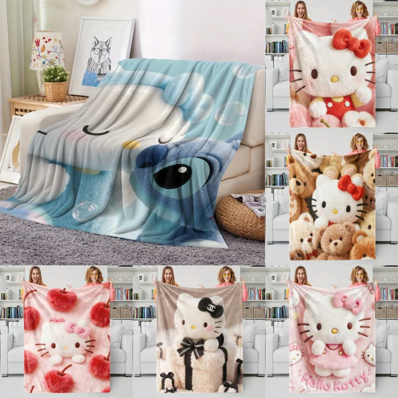 

Синее флисовое одеяло Hello Kitty Dreamy Bubble: мягкое, теплое, плюшевое, для дивана, кровати, офиса, сна, путешествий, кемпинга, милый подарок
