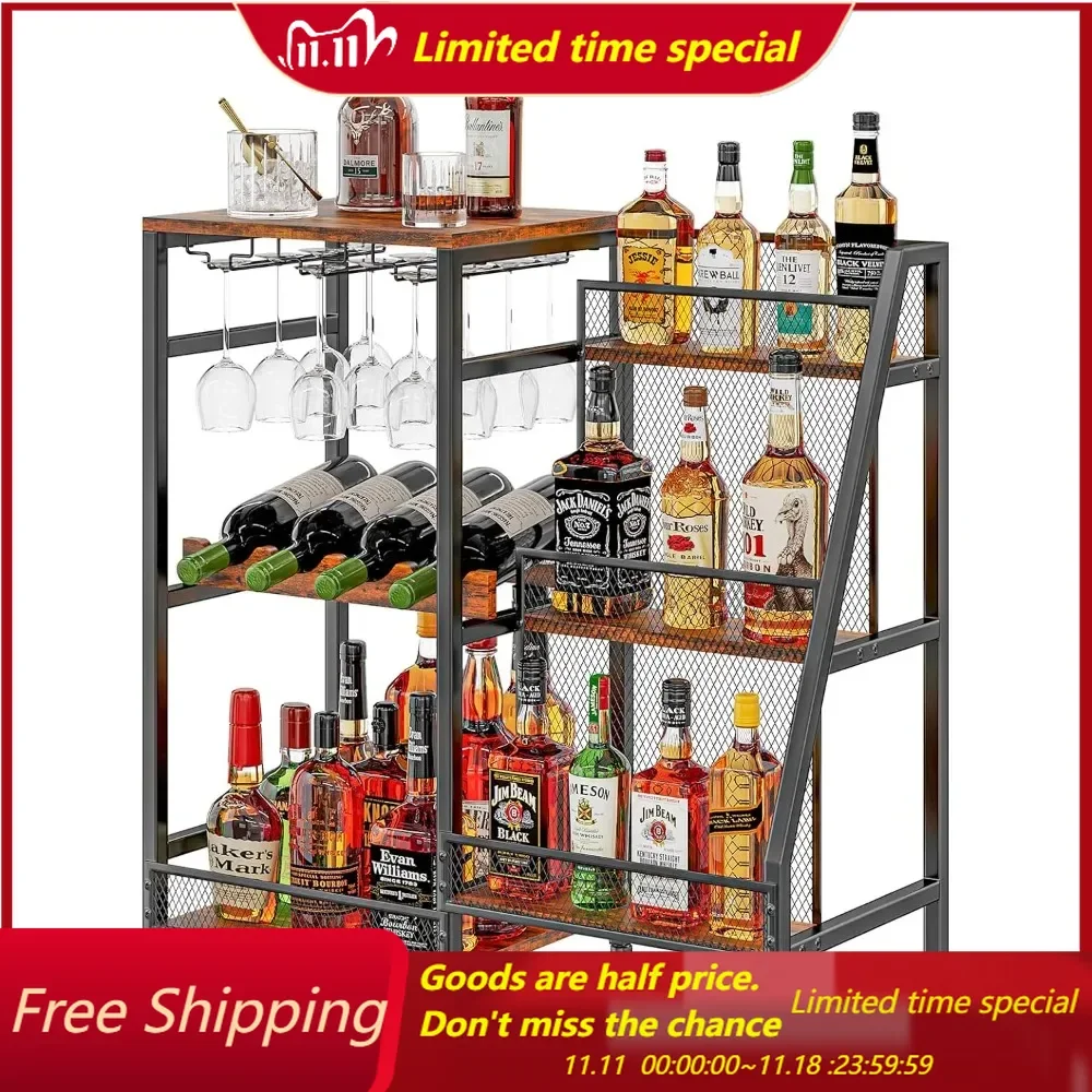 

Versatile Liquor Stand for Home Bar, Wine Rack Freestanding Floor, Mini Bar Table for Liquor Whiskey Wine