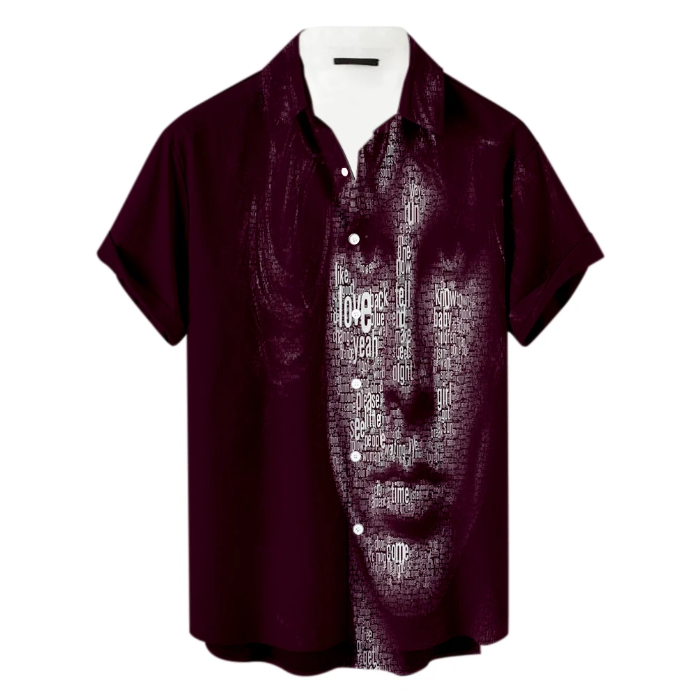 

New Fashion Summer Hawaiian JIM MORRISON 3D Printed Mens Short Sleeve Beach Shirts T30