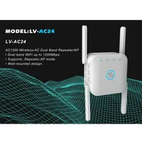 1200M Wireless AP Dual - band Repeater, Wifi Signal Amplifier, Wall - mounted Router, Gigabit Home Routing, Black, AC24