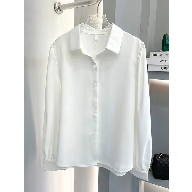 

Long Sleeve Shirts Womens Satin Button Down Tops Slim Fit Subcultural Emo Harajuku Trendy Gothic Y2K Aesthetic Punk Rock Spring