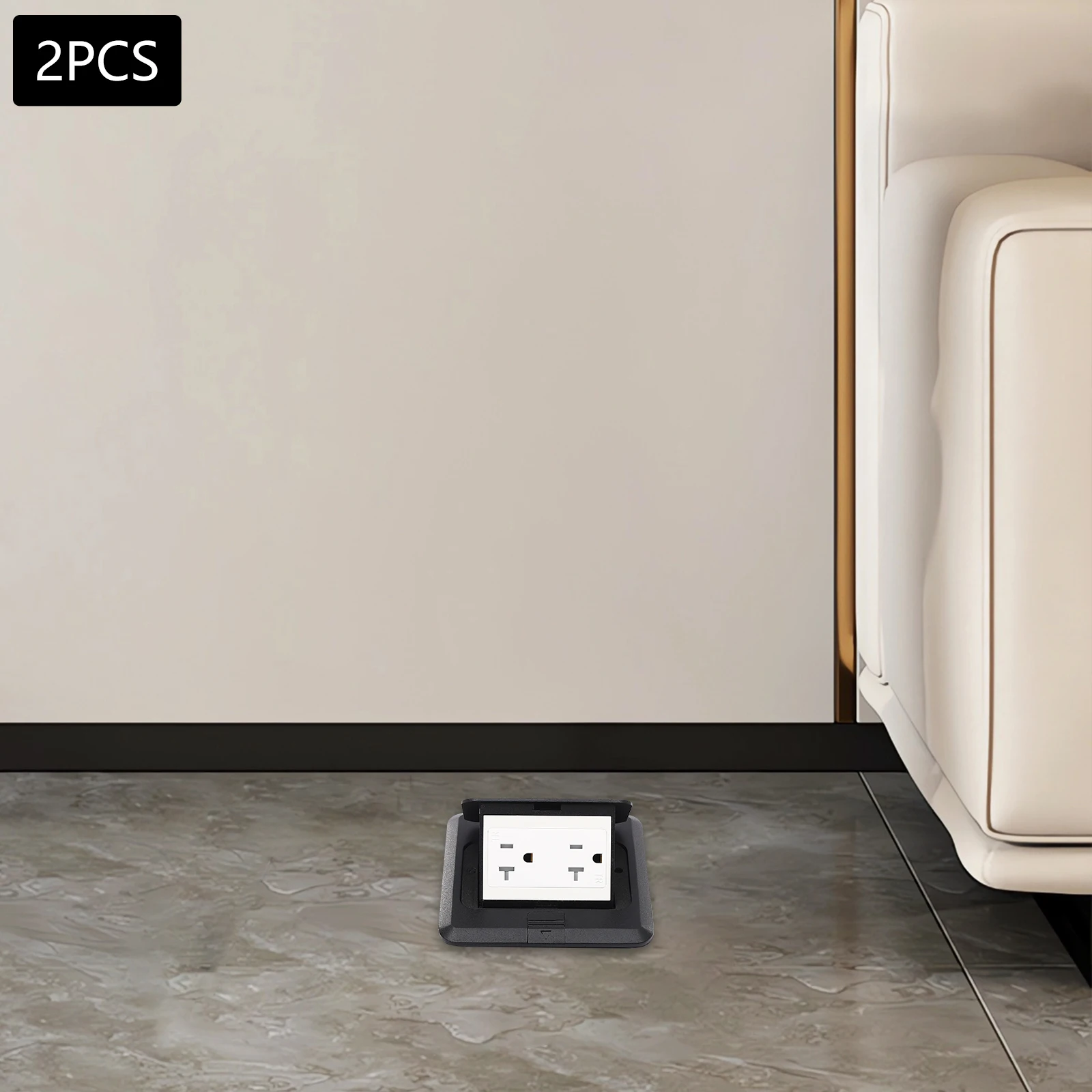 

Black Square Pop-Up Floor Sockets, Pop Up Floor Outlet Sockets, 2PCS Hidden Sockets
