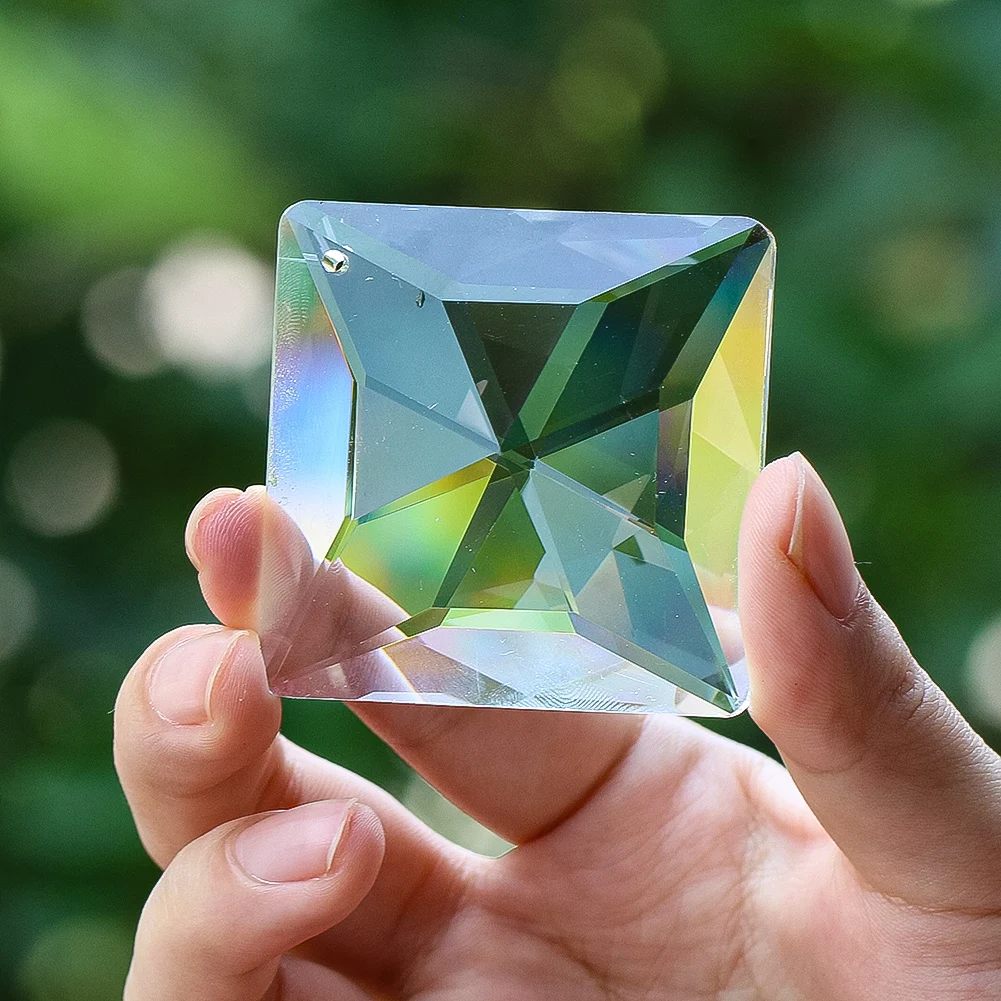50mm Suncatcher Crystal Hanging Faceted Geometric Convex Prisms Rainbow Maker Chandelier Parts Car Pendant Window Garden Decor
