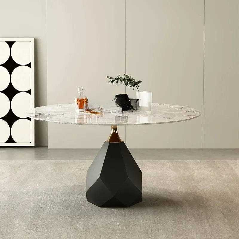 

Pure natural luxury stone dining table, marble round table, advanced modern light luxury simple small apartment French style