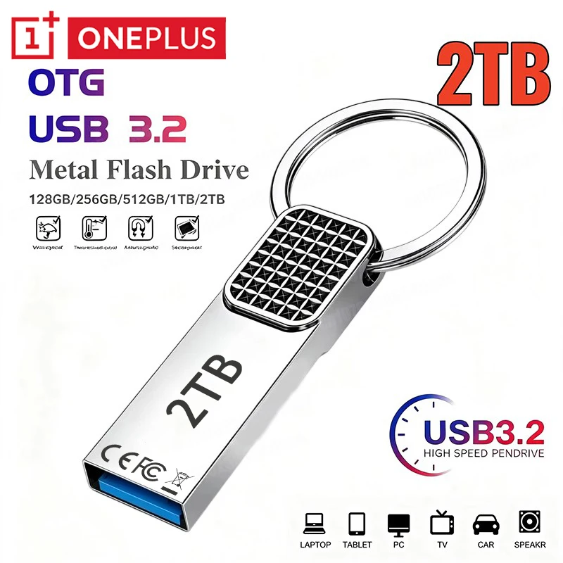 OnePlus U-Disk 2TB Metal Pendrive USB3.2 Type-C Interface Mobile Phone Computer Mutual Transmission Flash Drive 1TB USB Large