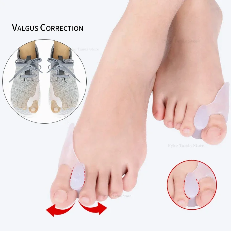 Corretor de polegar de silicone macio, 2 peças, joanete, pé, hálux valgus, protetor, separador, ortopédicos, ferramenta de cuidados com os pés, inserções