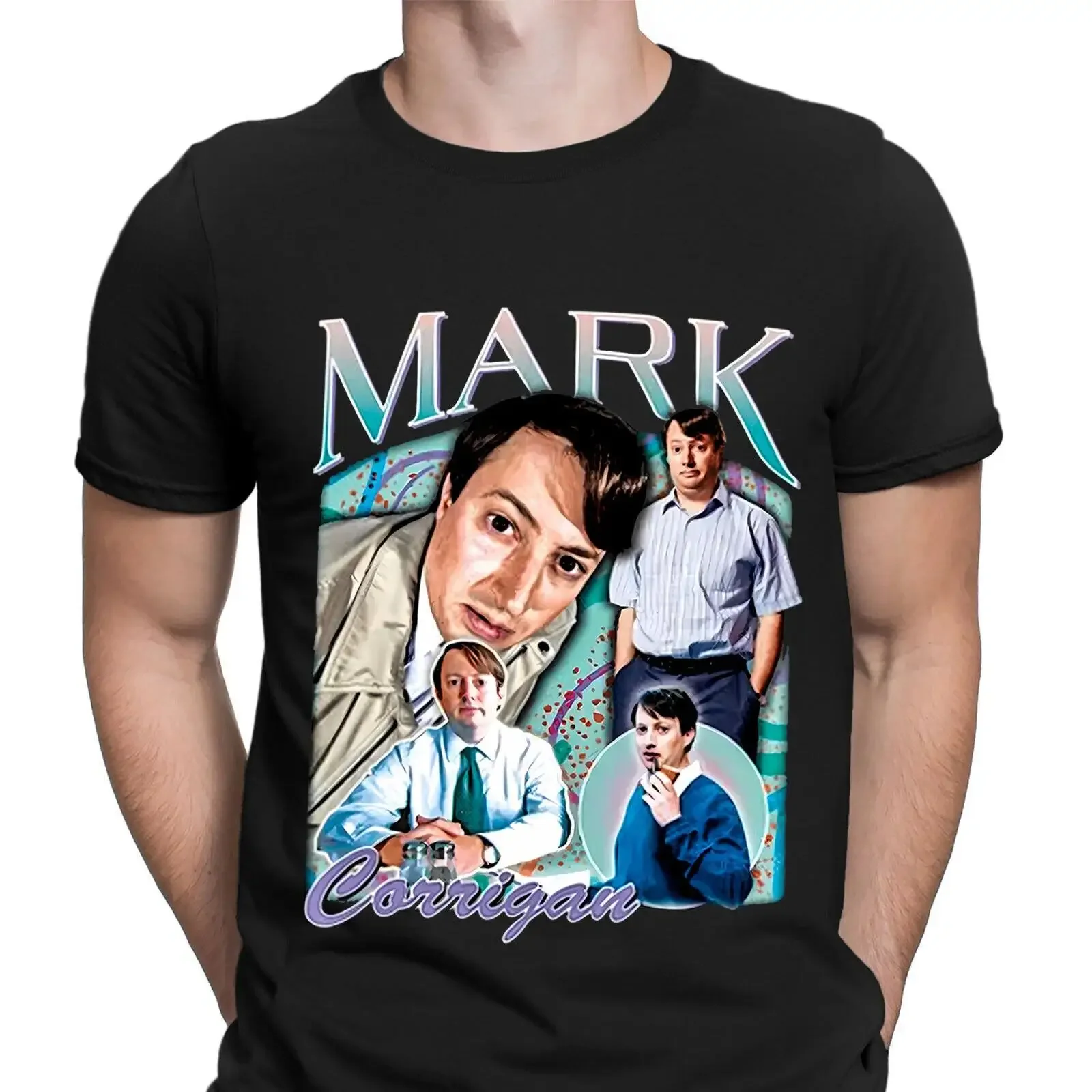 Mark Corrigan Homage Funny British Tv Show Super Hand Mens T Shirt VE6 vintage Washed homme Soft designer clothes graphic