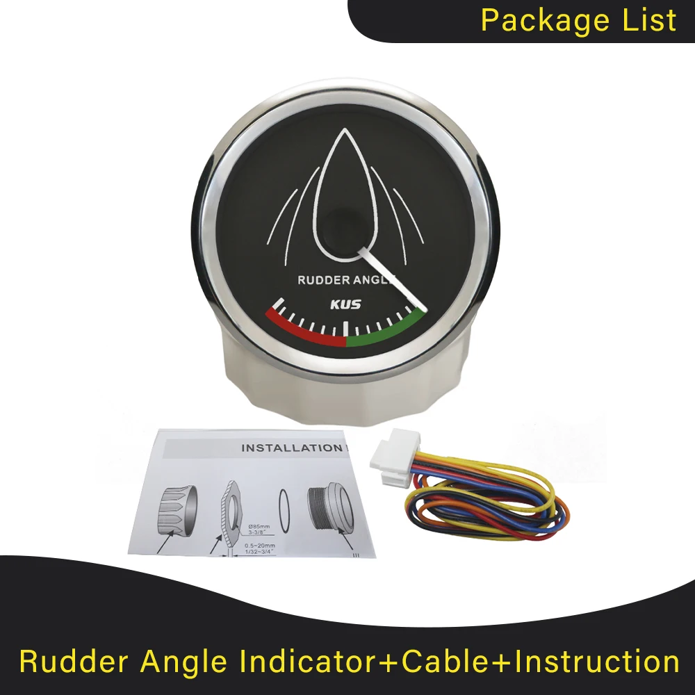 مقياس مؤشر زاوية الدفة المقاوم للماء KUS ، إشارة قابلة للتعديل بإضاءة خلفية حمراء لليخوت والقوارب ، 85 ، 9-32 فولت #6