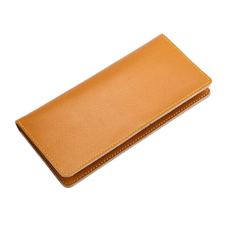 Solid Long Wallet For Men Women Good Quality Cow Leather Large Capacity Purse Lady Card Holider Money Case Soft Money Clips